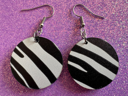 Zebra PrintEarrings: Laser Cut Acrylic Animal Print, Safari, Zebras, African Animals, Zoo, Fancy, Fashion, Best Gifts for Her/Him/Them