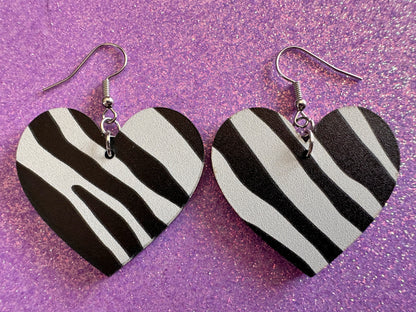 Zebra PrintEarrings: Laser Cut Acrylic Animal Print, Safari, Zebras, African Animals, Zoo, Fancy, Fashion, Best Gifts for Her/Him/Them