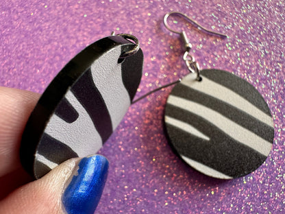 Zebra PrintEarrings: Laser Cut Acrylic Animal Print, Safari, Zebras, African Animals, Zoo, Fancy, Fashion, Best Gifts for Her/Him/Them