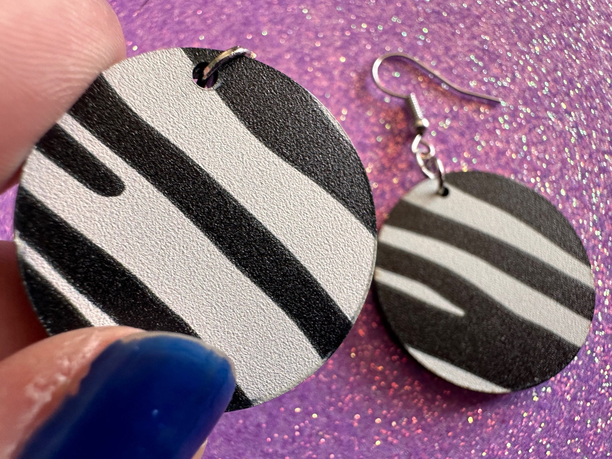 Zebra PrintEarrings: Laser Cut Acrylic Animal Print, Safari, Zebras, African Animals, Zoo, Fancy, Fashion, Best Gifts for Her/Him/Them