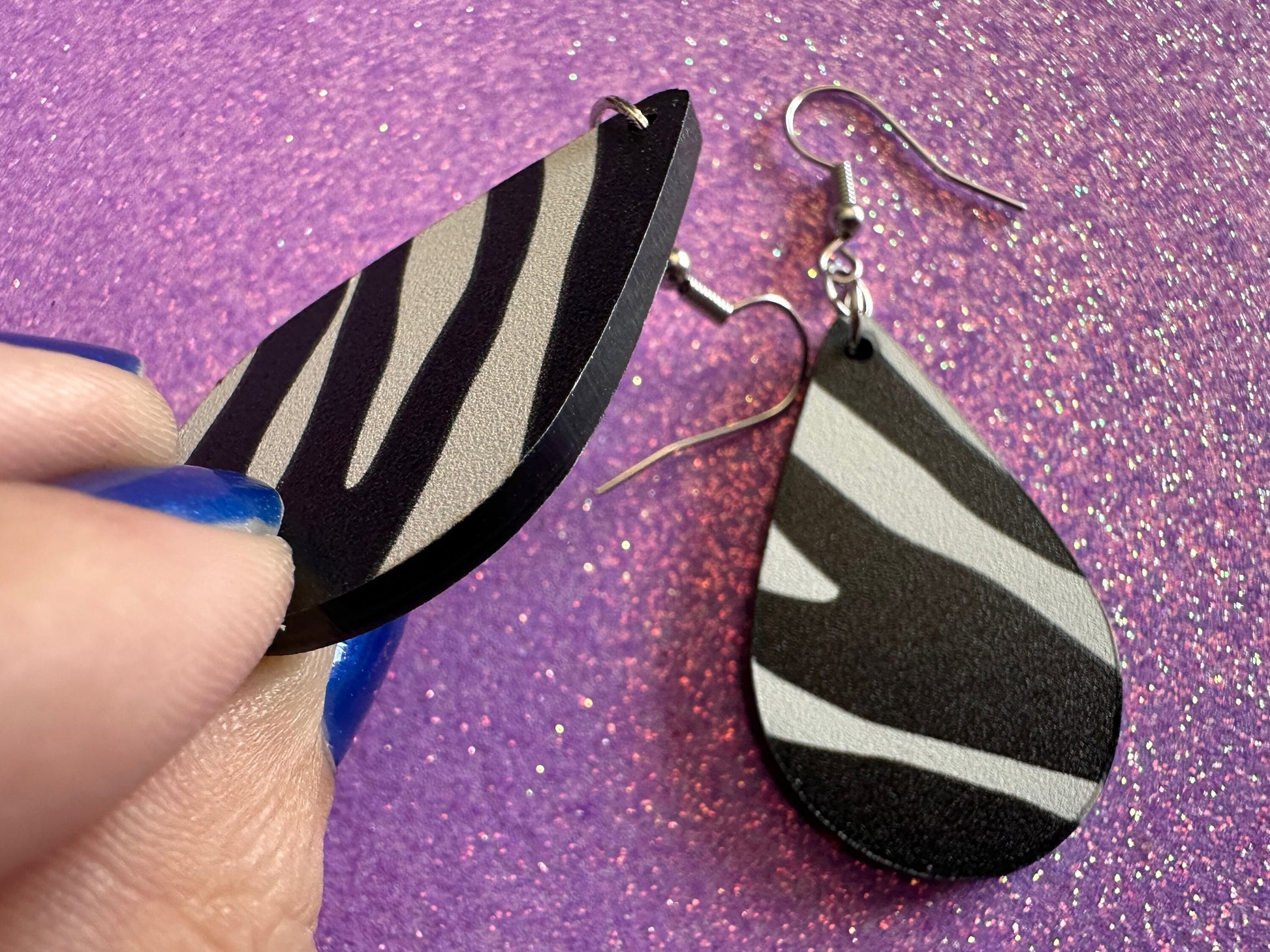 Zebra PrintEarrings: Laser Cut Acrylic Animal Print, Safari, Zebras, African Animals, Zoo, Fancy, Fashion, Best Gifts for Her/Him/Them