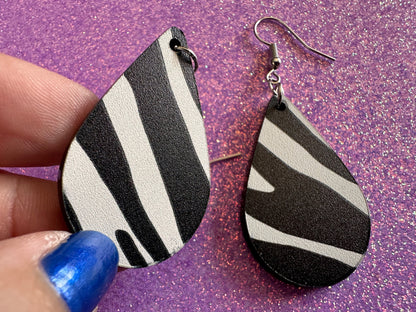 Zebra PrintEarrings: Laser Cut Acrylic Animal Print, Safari, Zebras, African Animals, Zoo, Fancy, Fashion, Best Gifts for Her/Him/Them