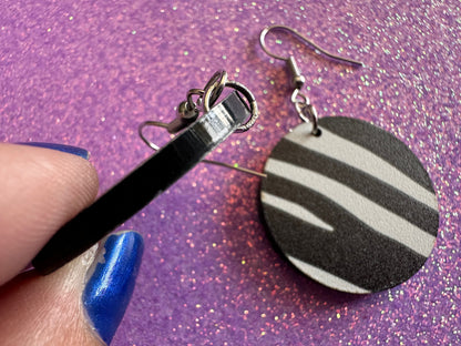 Zebra PrintEarrings: Laser Cut Acrylic Animal Print, Safari, Zebras, African Animals, Zoo, Fancy, Fashion, Best Gifts for Her/Him/Them