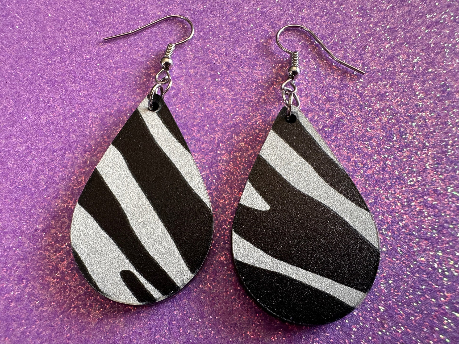 Zebra PrintEarrings: Laser Cut Acrylic Animal Print, Safari, Zebras, African Animals, Zoo, Fancy, Fashion, Best Gifts for Her/Him/Them