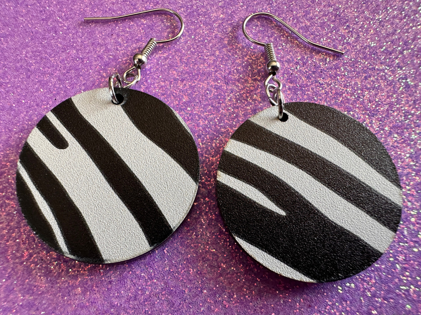 Zebra PrintEarrings: Laser Cut Acrylic Animal Print, Safari, Zebras, African Animals, Zoo, Fancy, Fashion, Best Gifts for Her/Him/Them