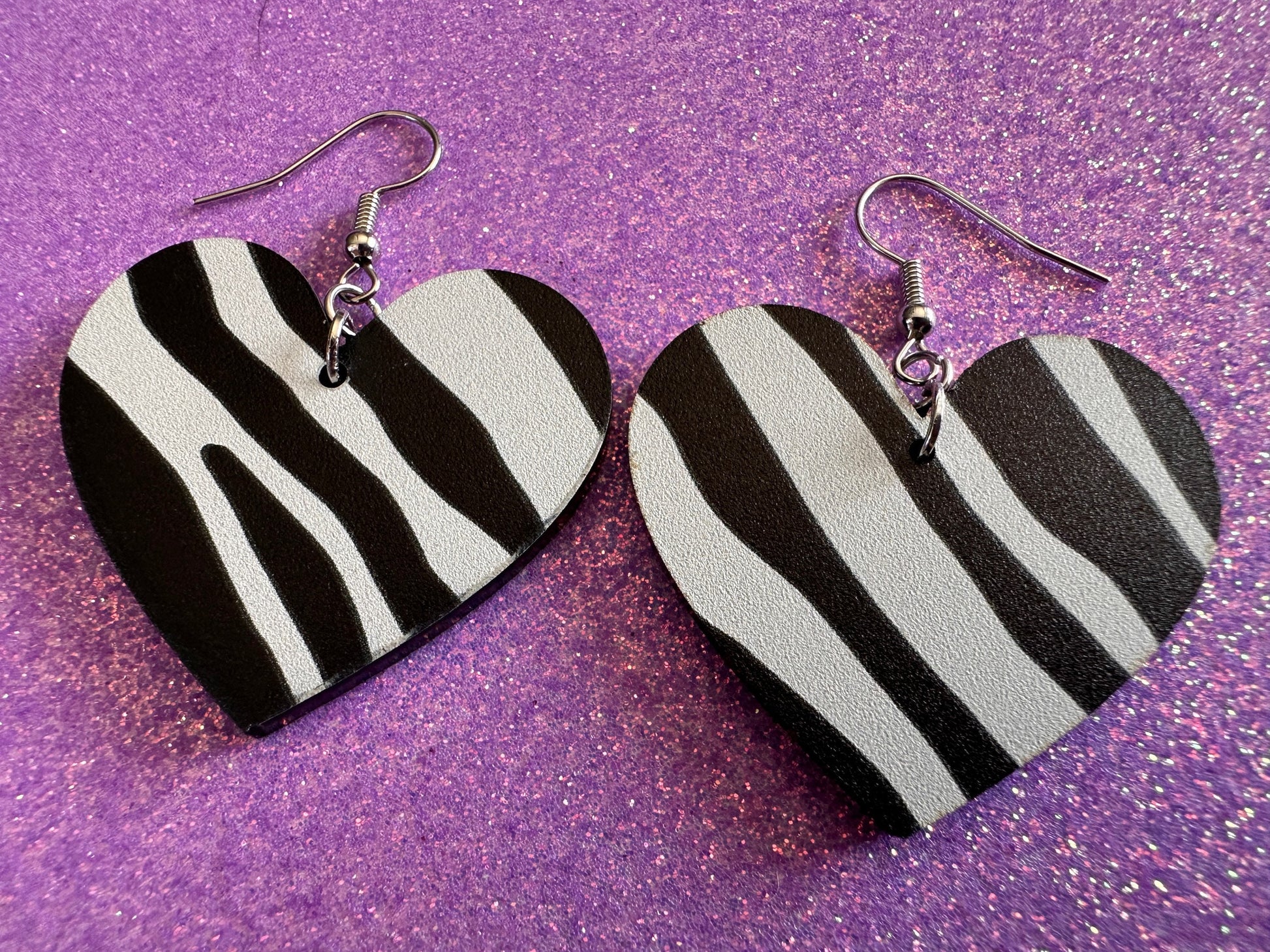 Zebra PrintEarrings: Laser Cut Acrylic Animal Print, Safari, Zebras, African Animals, Zoo, Fancy, Fashion, Best Gifts for Her/Him/Them