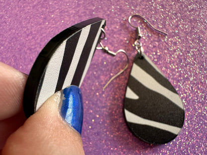 Zebra PrintEarrings: Laser Cut Acrylic Animal Print, Safari, Zebras, African Animals, Zoo, Fancy, Fashion, Best Gifts for Her/Him/Them