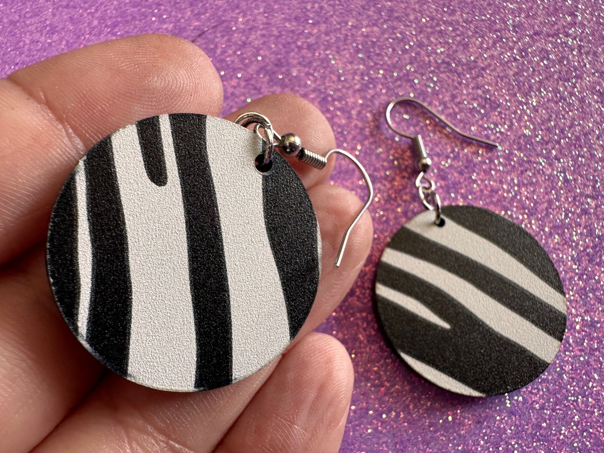 Zebra PrintEarrings: Laser Cut Acrylic Animal Print, Safari, Zebras, African Animals, Zoo, Fancy, Fashion, Best Gifts for Her/Him/Them