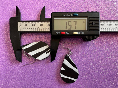 Zebra PrintEarrings: Laser Cut Acrylic Animal Print, Safari, Zebras, African Animals, Zoo, Fancy, Fashion, Best Gifts for Her/Him/Them