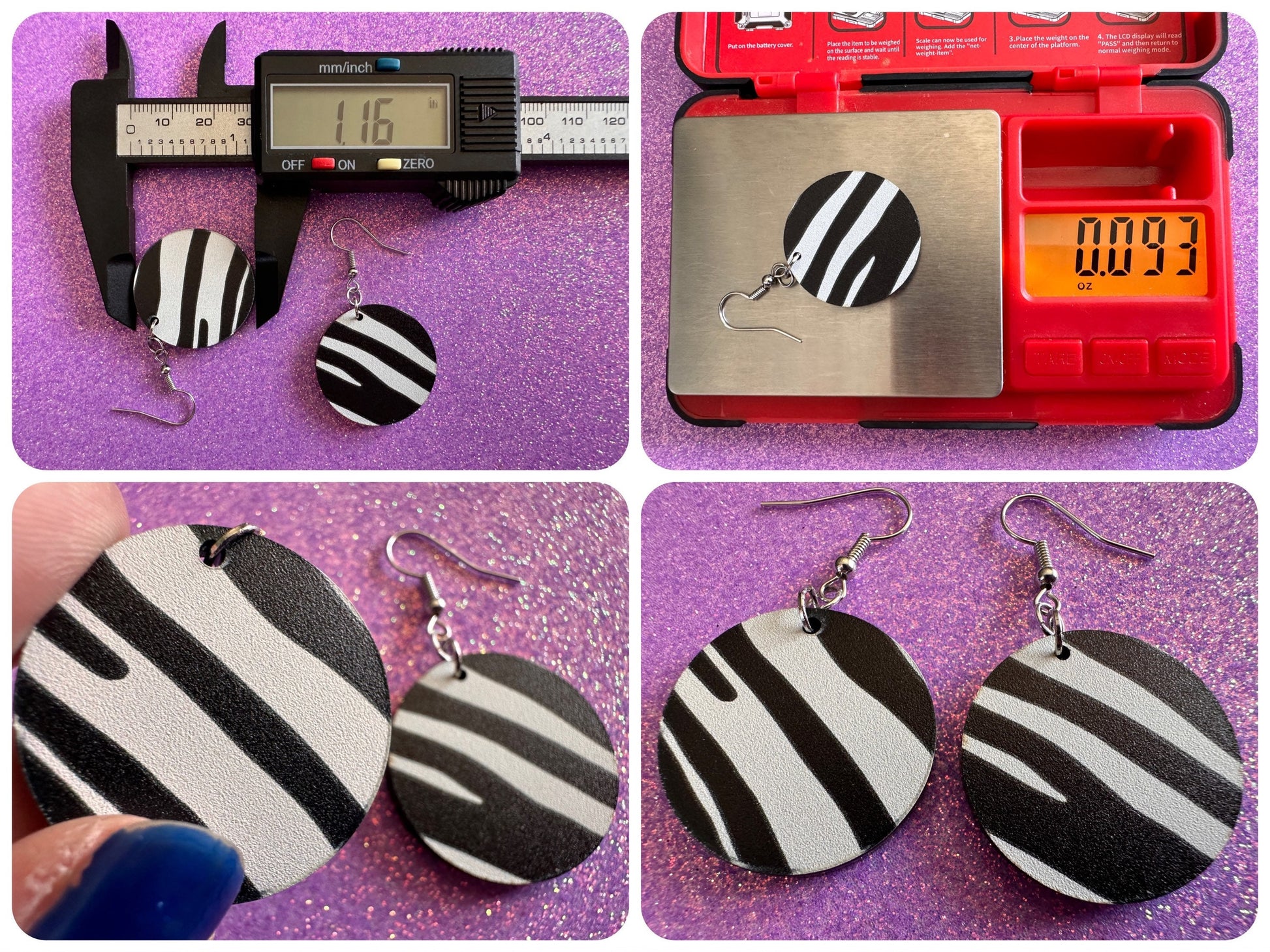 Zebra PrintEarrings: Laser Cut Acrylic Animal Print, Safari, Zebras, African Animals, Zoo, Fancy, Fashion, Best Gifts for Her/Him/Them
