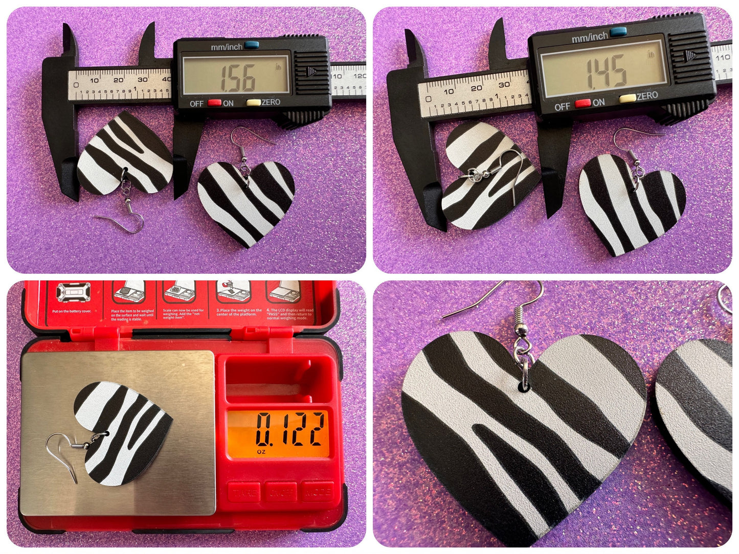 Zebra PrintEarrings: Laser Cut Acrylic Animal Print, Safari, Zebras, African Animals, Zoo, Fancy, Fashion, Best Gifts for Her/Him/Them