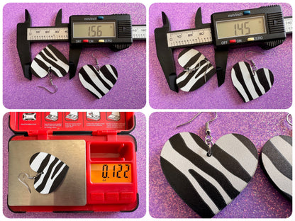 Zebra PrintEarrings: Laser Cut Acrylic Animal Print, Safari, Zebras, African Animals, Zoo, Fancy, Fashion, Best Gifts for Her/Him/Them