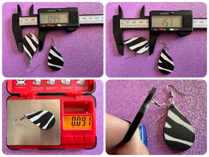 Zebra PrintEarrings: Laser Cut Acrylic Animal Print, Safari, Zebras, African Animals, Zoo, Fancy, Fashion, Best Gifts for Her/Him/Them