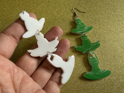 Zen Frog Earrings: Laser Cut Acrylic Yoga Frogs, Yogi Frogs, Animals, Novelty Earrings, Green Earrings, Animals, Best Gifts for Her/Him/Them