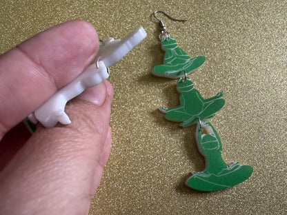 Zen Frog Earrings: Laser Cut Acrylic Yoga Frogs, Yogi Frogs, Animals, Novelty Earrings, Green Earrings, Animals, Best Gifts for Her/Him/Them