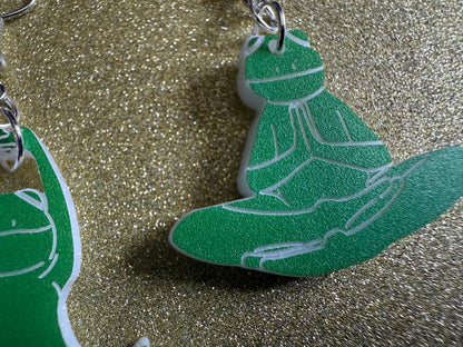Zen Frog Earrings: Laser Cut Acrylic Yoga Frogs, Yogi Frogs, Animals, Novelty Earrings, Green Earrings, Animals, Best Gifts for Her/Him/Them