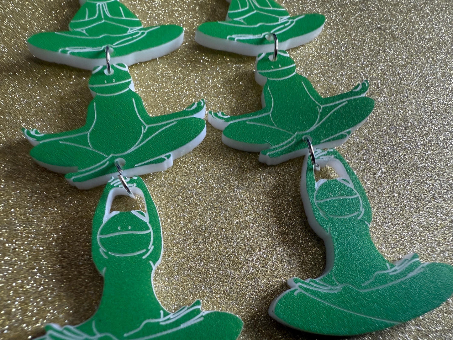 Zen Frog Earrings: Laser Cut Acrylic Yoga Frogs, Yogi Frogs, Animals, Novelty Earrings, Green Earrings, Animals, Best Gifts for Her/Him/Them