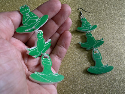 Zen Frog Earrings: Laser Cut Acrylic Yoga Frogs, Yogi Frogs, Animals, Novelty Earrings, Green Earrings, Animals, Best Gifts for Her/Him/Them