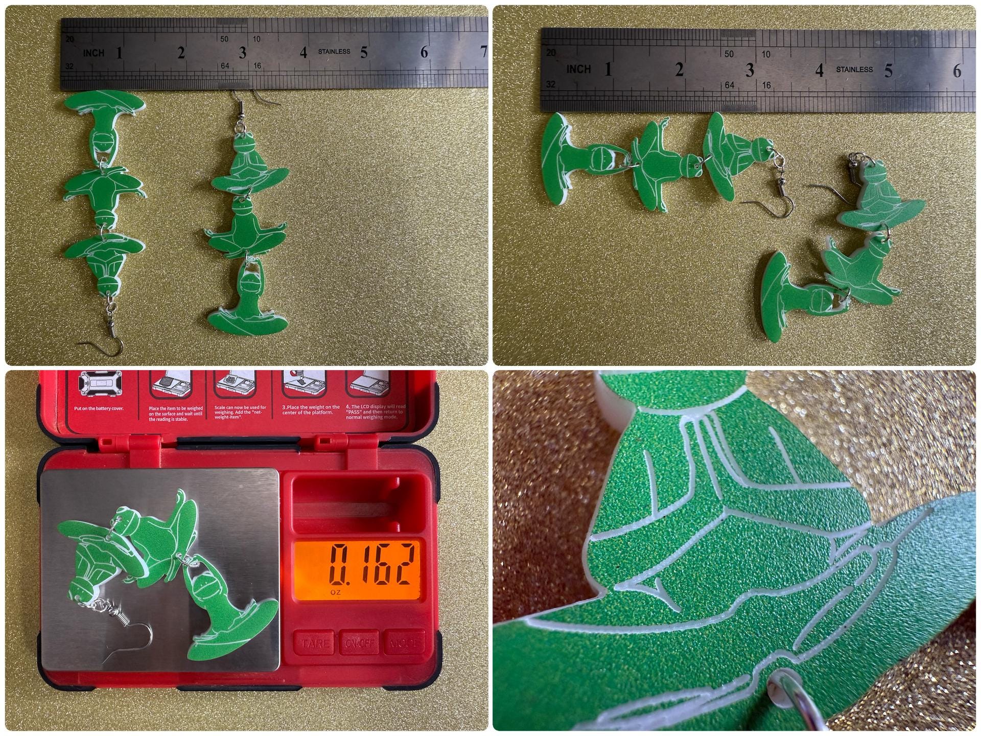 Zen Frog Earrings: Laser Cut Acrylic Yoga Frogs, Yogi Frogs, Animals, Novelty Earrings, Green Earrings, Animals, Best Gifts for Her/Him/Them