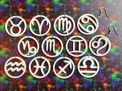 Zodiac Earrings: Laser Cut Acrylic Astrology Signs, Leo, Scorpio, Aries, Pisces, Cancer, Virgo, Gemini, Horoscope, Gifts for Her/Him/Them
