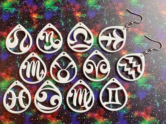 Zodiac Earrings: Laser Cut Acrylic Astrology Signs, Leo, Scorpio, Aries, Pisces, Cancer, Virgo, Gemini, Horoscope, Gifts for Her/Him/Them