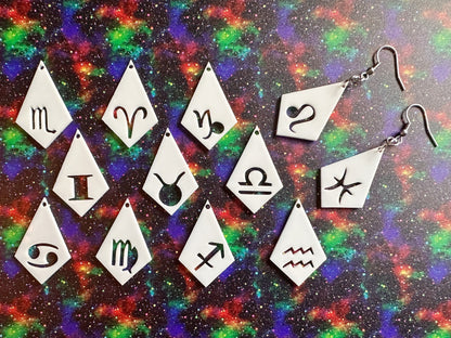 Zodiac Earrings: Laser Cut Acrylic Astrology Signs, Leo, Scorpio, Aries, Pisces, Cancer, Virgo, Gemini, Horoscope, Gifts for Her/Him/Them