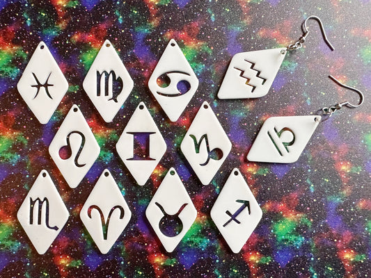 Zodiac Earrings: Laser Cut Acrylic Astrology Signs, Leo, Scorpio, Aries, Pisces, Cancer, Virgo, Gemini, Horoscope, Gifts for Her/Him/Them