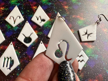 Zodiac Earrings: Laser Cut Acrylic Astrology Signs, Leo, Scorpio, Aries, Pisces, Cancer, Virgo, Gemini, Horoscope, Gifts for Her/Him/Them