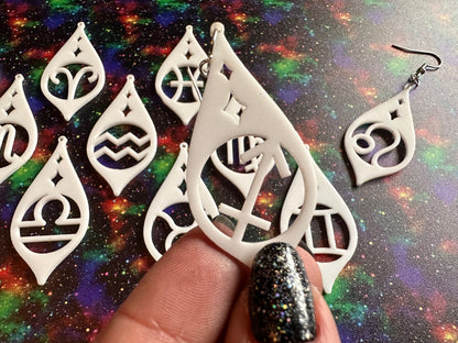 Zodiac Earrings: Laser Cut Acrylic Astrology Signs, Leo, Scorpio, Aries, Pisces, Cancer, Virgo, Gemini, Horoscope, Gifts for Her/Him/Them
