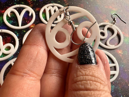 Zodiac Earrings: Laser Cut Acrylic Astrology Signs, Leo, Scorpio, Aries, Pisces, Cancer, Virgo, Gemini, Horoscope, Gifts for Her/Him/Them