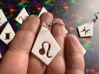 Zodiac Earrings: Laser Cut Acrylic Astrology Signs, Leo, Scorpio, Aries, Pisces, Cancer, Virgo, Gemini, Horoscope, Gifts for Her/Him/Them